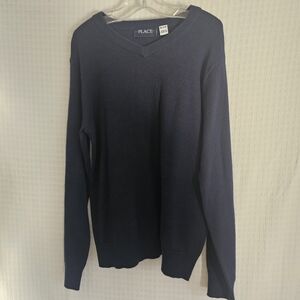 The Children’s Place Boys Sweater Size 7/8 M Blue V-Neck Long Sleeve